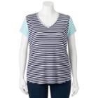 Juniors' Plus Size So&reg; Striped V-neck Tee, Girl's, Size: 1xl, Blue