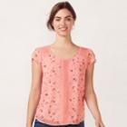 Women's Lc Lauren Conrad Love, Lauren Textured Dot Top, Size: Medium, Dark Pink