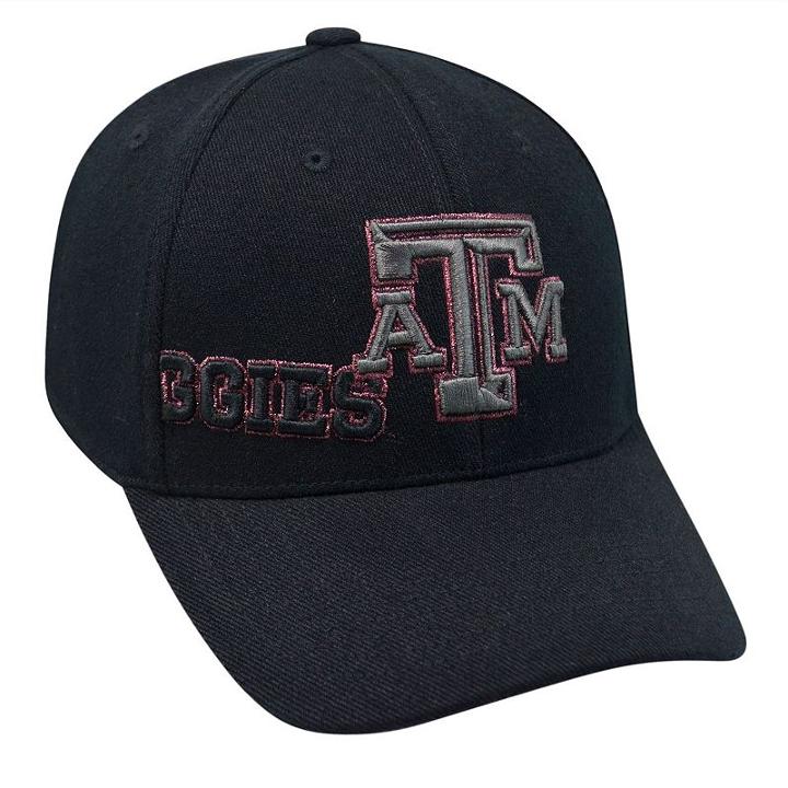 Top Of The World, Adult Texas A & M Aggies Burnout One-fit Cap, Black