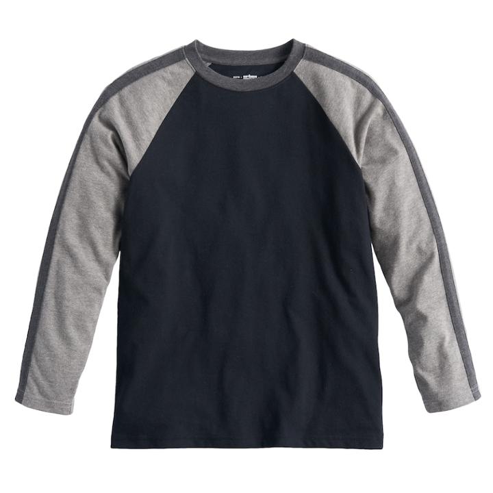 Boys 8-20 Urban Pipeline Striped Raglan Tee, Size: Medium, Black