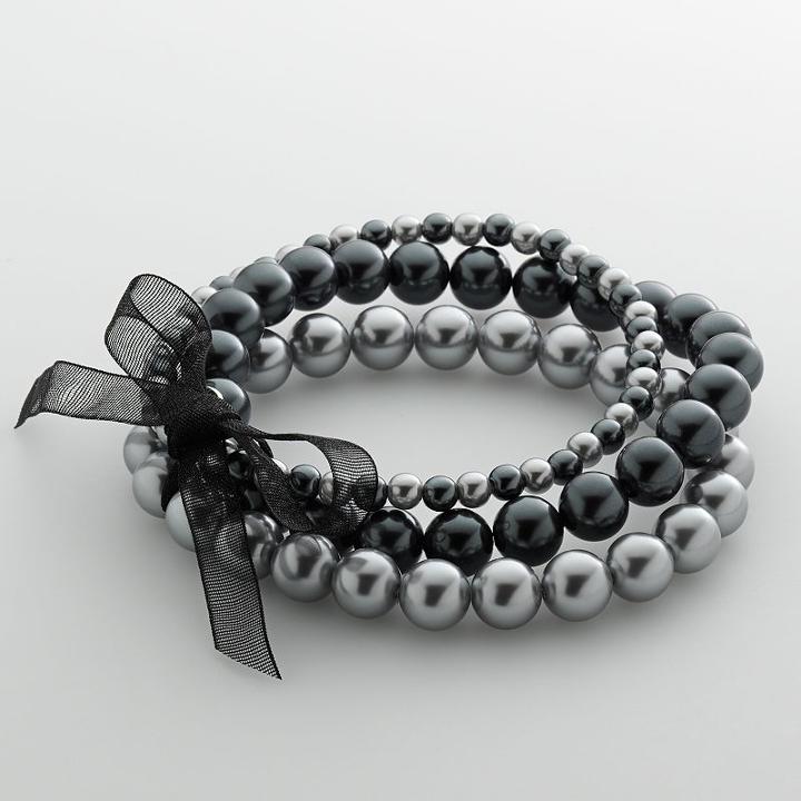 Croft & Barrow&reg; Simulated Pearl Stretch Bracelet, Women's, Black