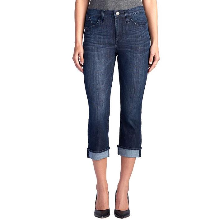 Women's Rock & Republic&reg; Kendall Studded Capri Jeans, Size: 14, Dark Blue