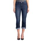 Women's Rock & Republic&reg; Kendall Studded Capri Jeans, Size: 14, Dark Blue