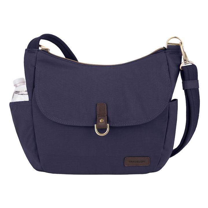 Travelon Anti-theft Courier Bucket Hobo Bag, Women's, Blue