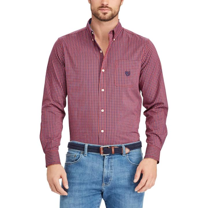 Men's Chaps Classic-fit Stretch Button-down Shirt, Size: Xl, Red