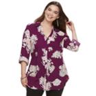 Juniors' Plus Size Candie's&reg; Tie Front Tunic, Teens, Size: 3xl, Med Purple