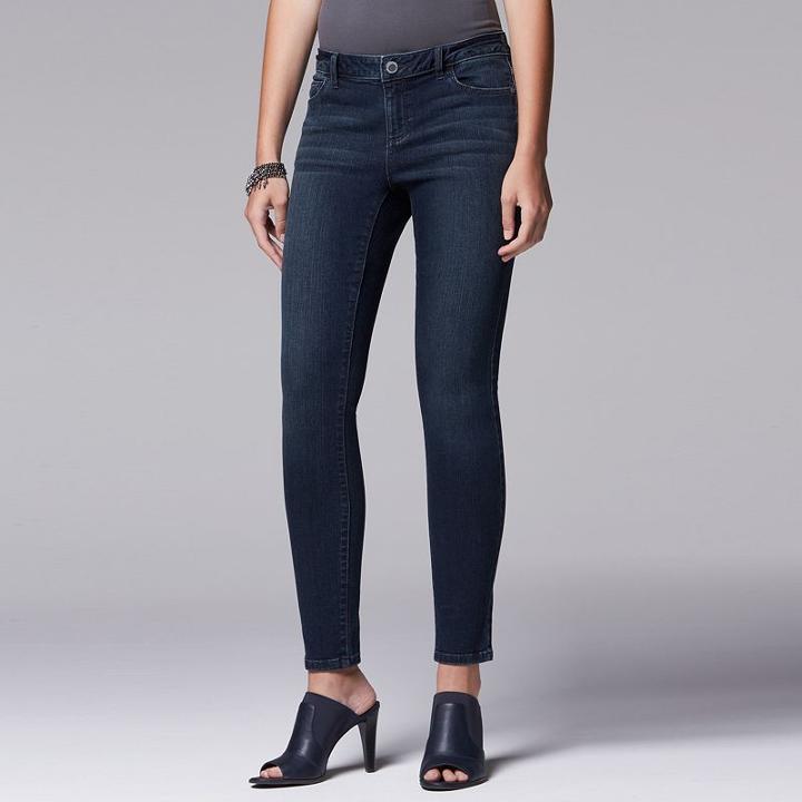 Women's Simply Vera Vera Wang Super Skinny Jeans, Size: 6, Dark Blue