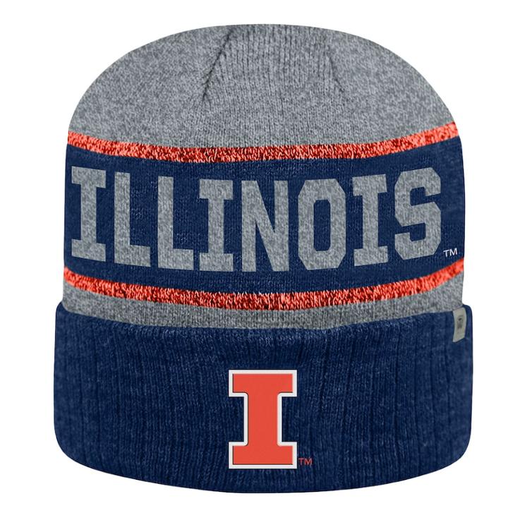 Adult Top Of The World Illinois Fighting Illini Below Zero Ii Beanie, Adult Unisex, Blue (navy)