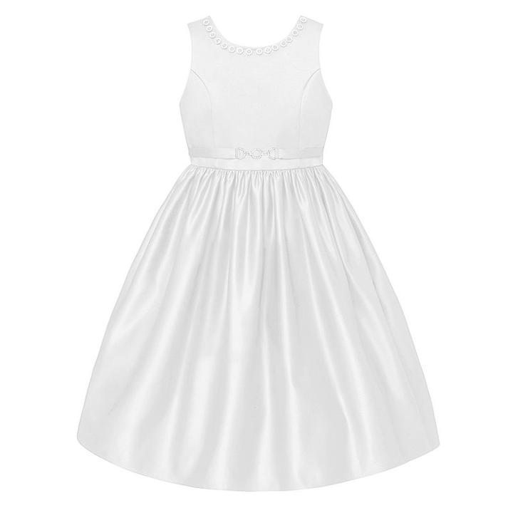 Girls 7-12 American Princess Sleeveless Rhinestone Buckle Dress, Girl's, Size: 10, White