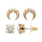 Jennifer Lopez Solitaire Stud & Crescent Drop Earring Set, Women's, Gold