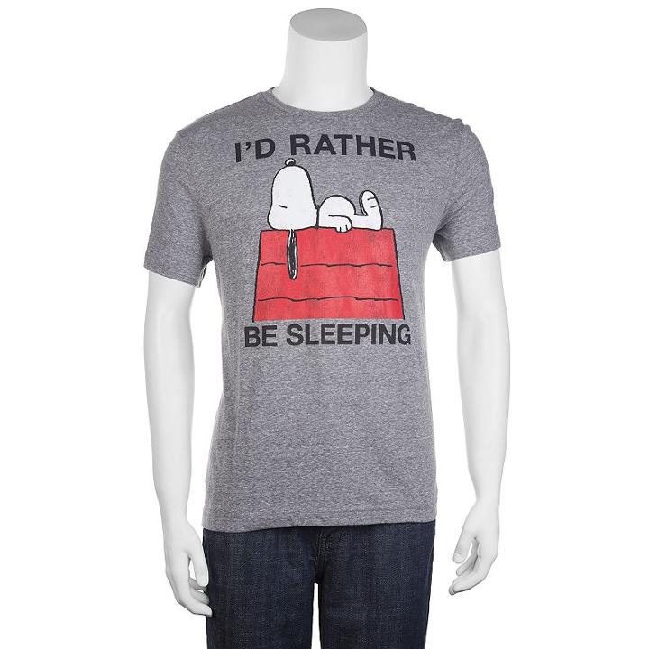Big & Tall Peanuts Snoopy I'd Rather Be Sleeping Tee, Men's, Size: Xl Tall, Grey