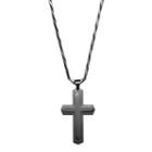Men's Stainless Steel Tiered Cross Pendant Necklace, Size: 30, Black
