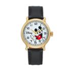 Disney's Mickey Mouse Men's Leather Watch, Black