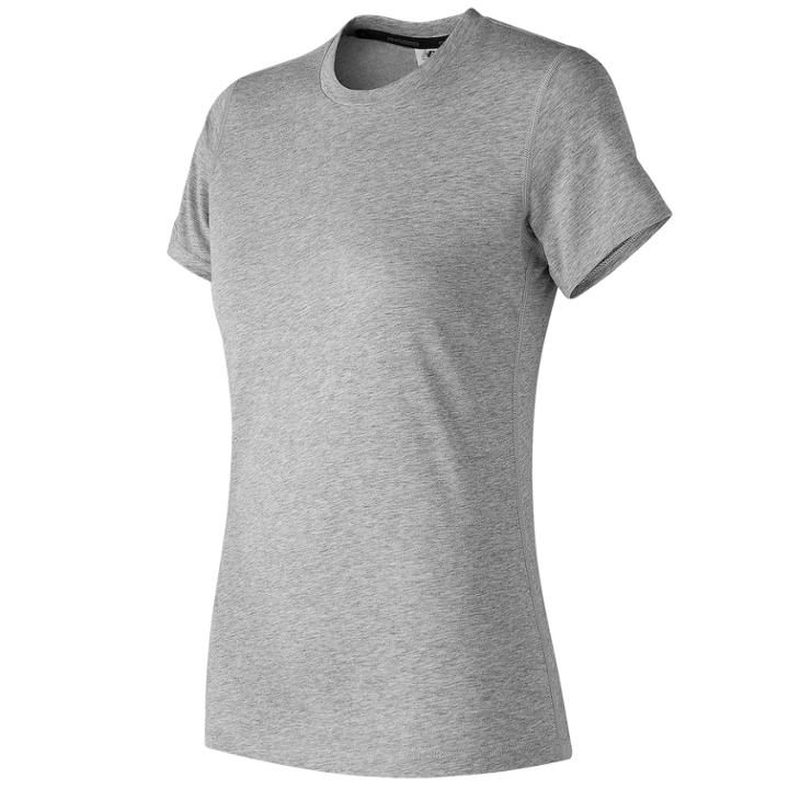 Women's New Balance Heather Tech Short Sleeve Tee, Size: Small, Light Grey