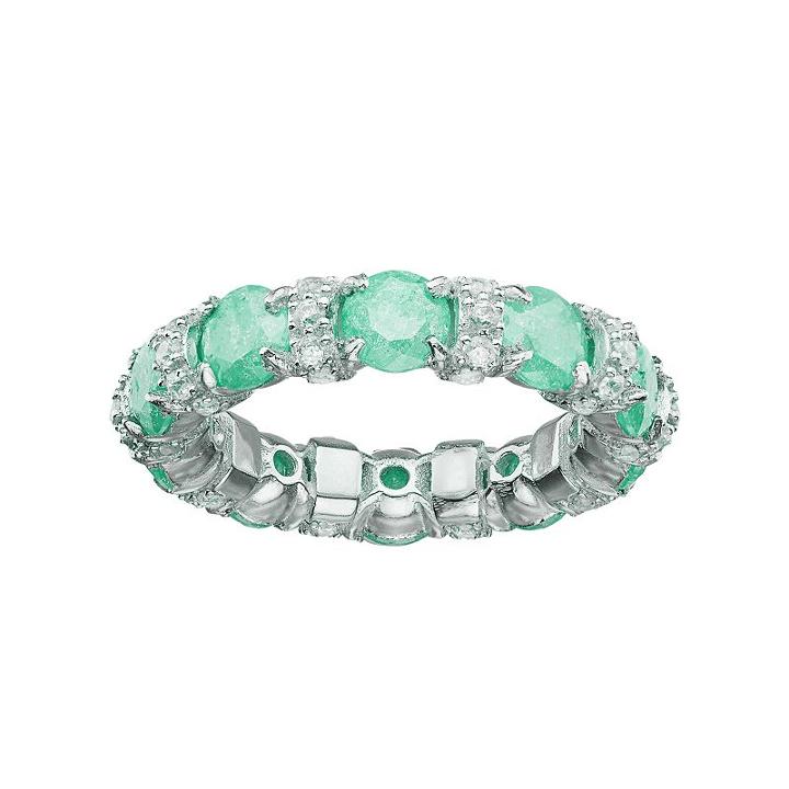 Sterling Silver Cubic Zirconia Eternity Ring, Women's, Size: 8, Green