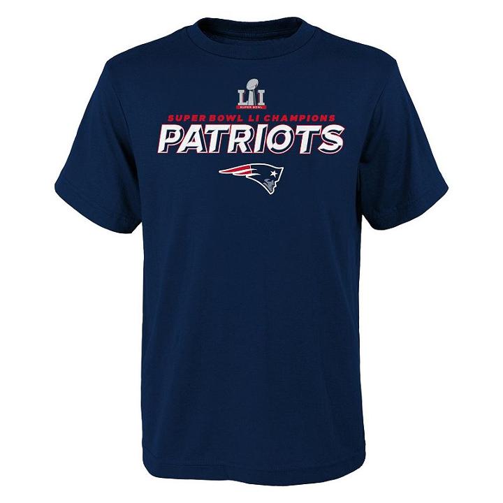 Boys 8-20 New England Patriots Super Bowl Li Champions Marching Band Tee, Boy's, Size: L(14/16), Blue (navy)