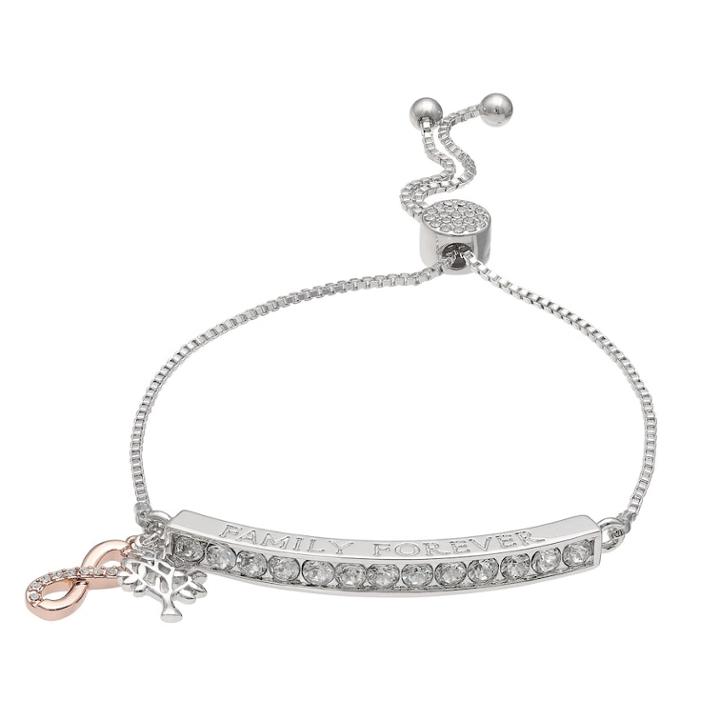 Brilliance Family Forever Adjustable Bracelet With Swarovski Crystals, Women's, White