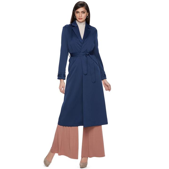 Women's Jennifer Lopez Trench Coat, Size: Large, Blue