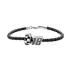 Insignia Collection Nascar Kyle Busch Leather Bracelet And Sterling Silver 18 Bead Set, Women's, Size: 7.5, Black