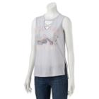 Juniors' About A Girl American Rogue Riders Motorcycle Graphic Tank, Size: Medium, Light Grey