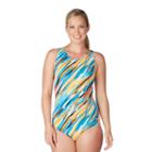 Women's Dolfin Printed Moderate One-piece Lapsuit, Size: 12 Comp, Med Yellow