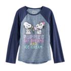 Girls 4-10 Jumping Beans&reg; Peanuts Snoopy & Belle Raglan Tee, Size: 6x, Blue (navy)