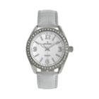 Peugeot Women's Crystal Leather Watch - 3006wt, White