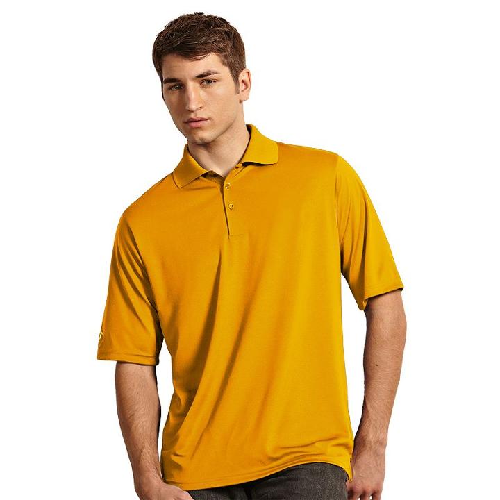 Men's Antigua Pique Performance Golf Polo, Size: Medium, Lt Yellow