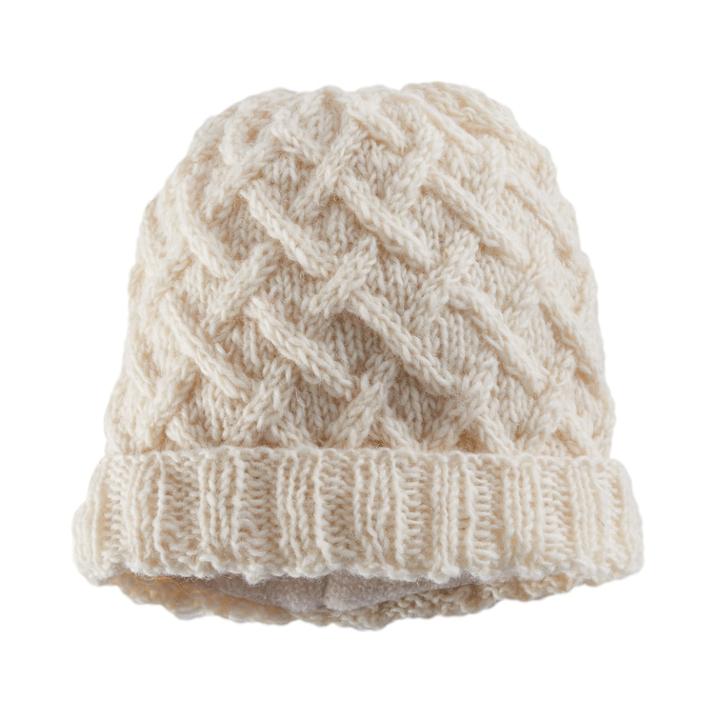 Women's Sijjl Wool Crochet Lattice Beanie, White