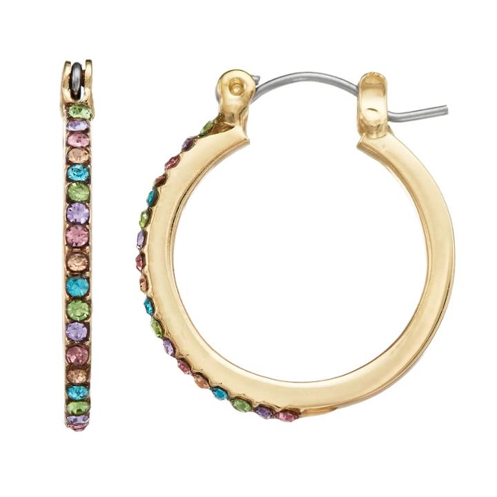 Lc Lauren Conrad Rainbow Simulated Crystal Nickel Free Hoop Earrings, Women's, Multicolor