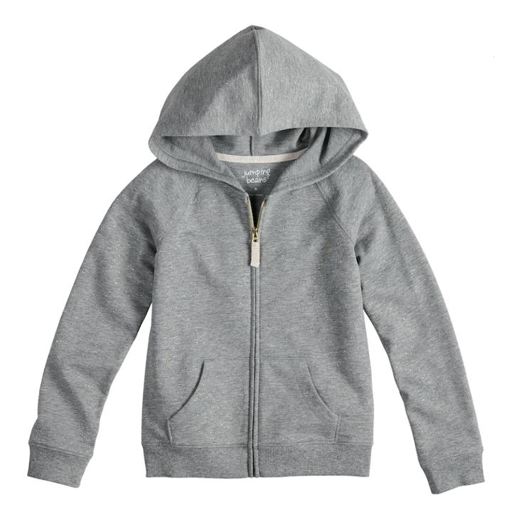 Girls 4-10 Jumping Beans&reg; French Terry Hoodie, Size: 6, Med Grey