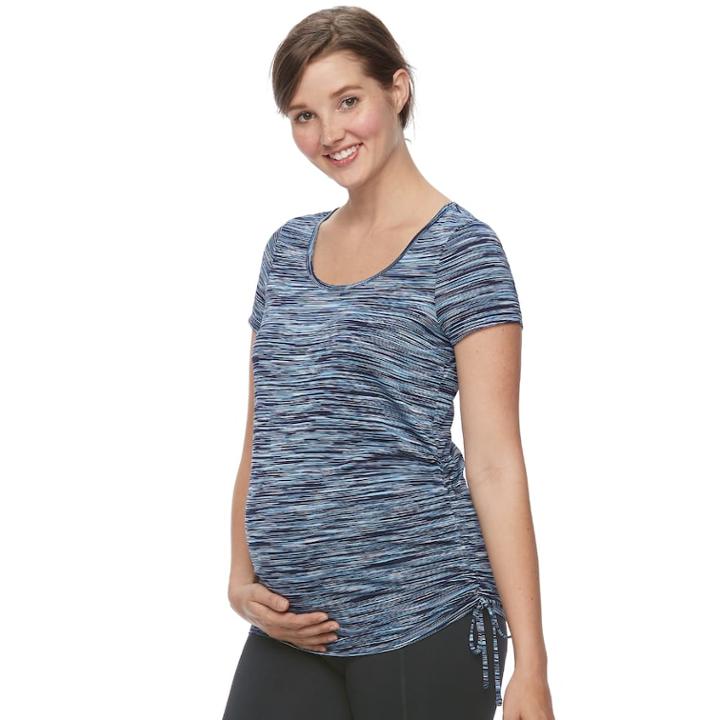 Maternity A:glow Drawstring Workout Tee, Women's, Size: L-mat, Turquoise/blue (turq/aqua)