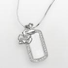 Kansas Jayhawks Sterling Silver Cubic Zirconia Dog Tag Pendant, Women's, Size: 18, White