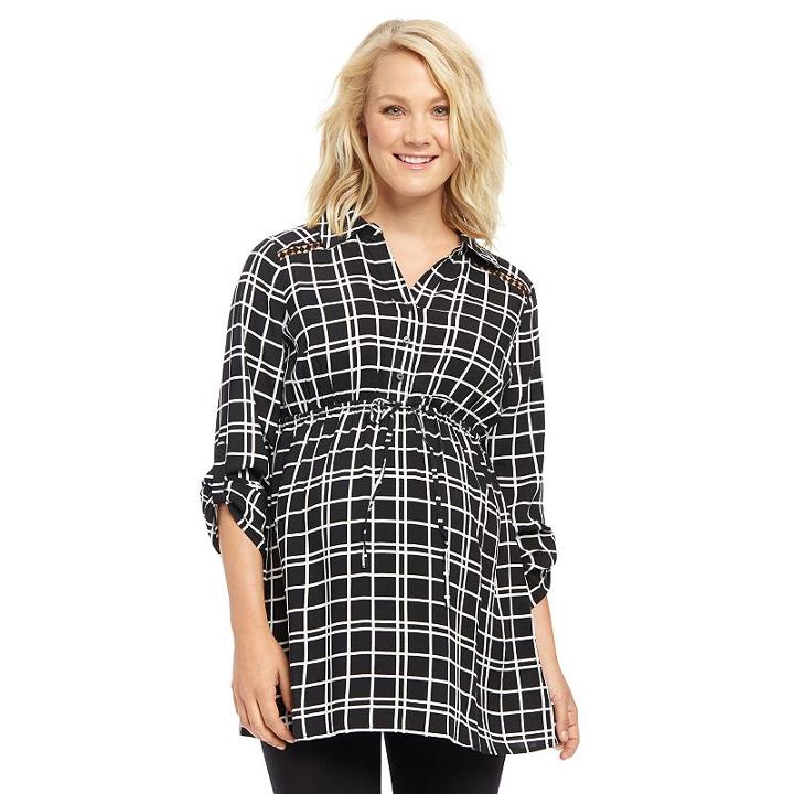 Maternity Oh Baby By Motherhood&trade; Roll-cuff Tunic, Women's, Size: Small, Ovrfl Oth