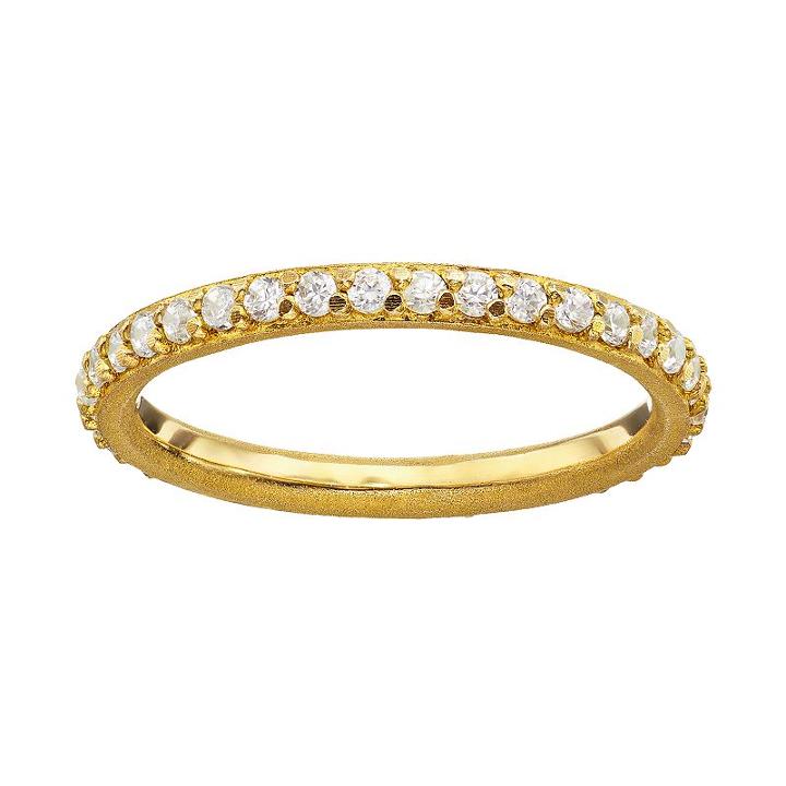 Sophie Miller Cubic Zirconia 14k Gold Over Silver Eternity Ring, Women's, Size: 7, White