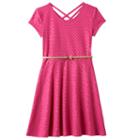 Girls 7-16 & Plus Size So&reg; Double Criss-cross Back Belted Skater Dress, Girl's, Size: 12 1/2, Med Pink
