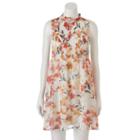 Juniors' Lily Rose Floral Mockneck Dress, Girl's, Size: Medium, White Oth