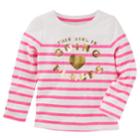Girls 4-12 Oshkosh B'gosh&reg; This Girl Is Going Places Striped Graphic Tee, Size: 12, Pink