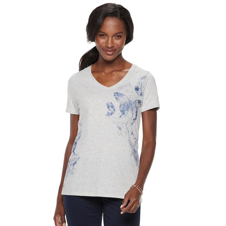 Women's Sonoma Goods For Life&trade; V-neck Graphic Tee, Size: Xxl, Light Grey