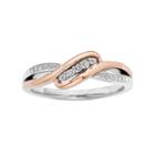 1/8 Carat T.w. Diamond 10k Rose Gold & Sterling Silver Swirl Ring, Women's, White