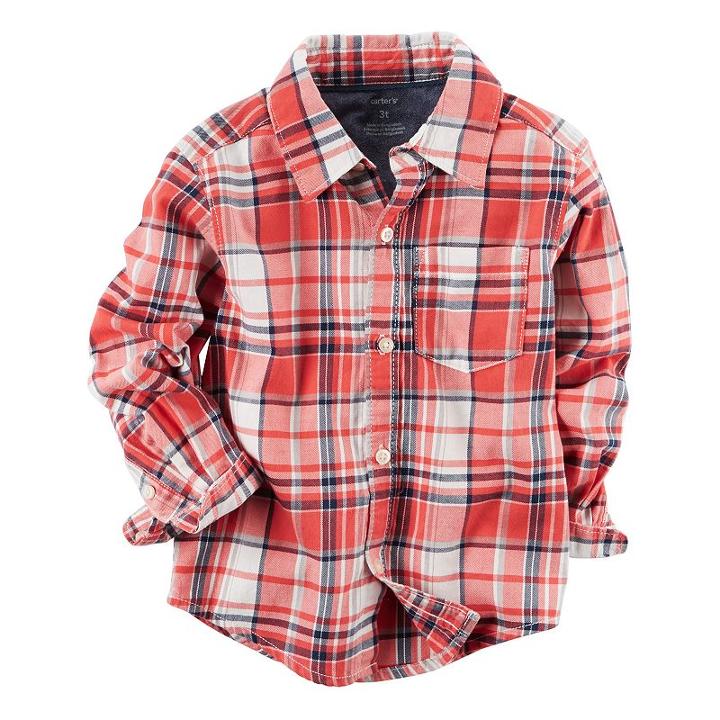 Boys 4-8 Carter's Twill Plaid Button-down Shirt, Boy's, Size: 5, Ovrfl Oth
