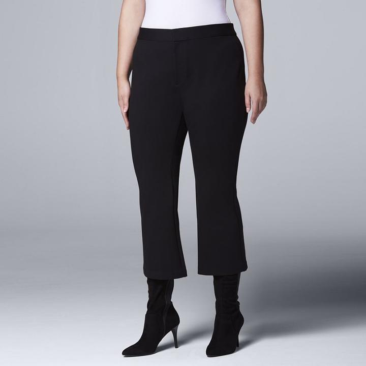 Plus Size Simply Vera Vera Wang Crop Bootcut Dress Pants, Women's, Size: 20 W, Black