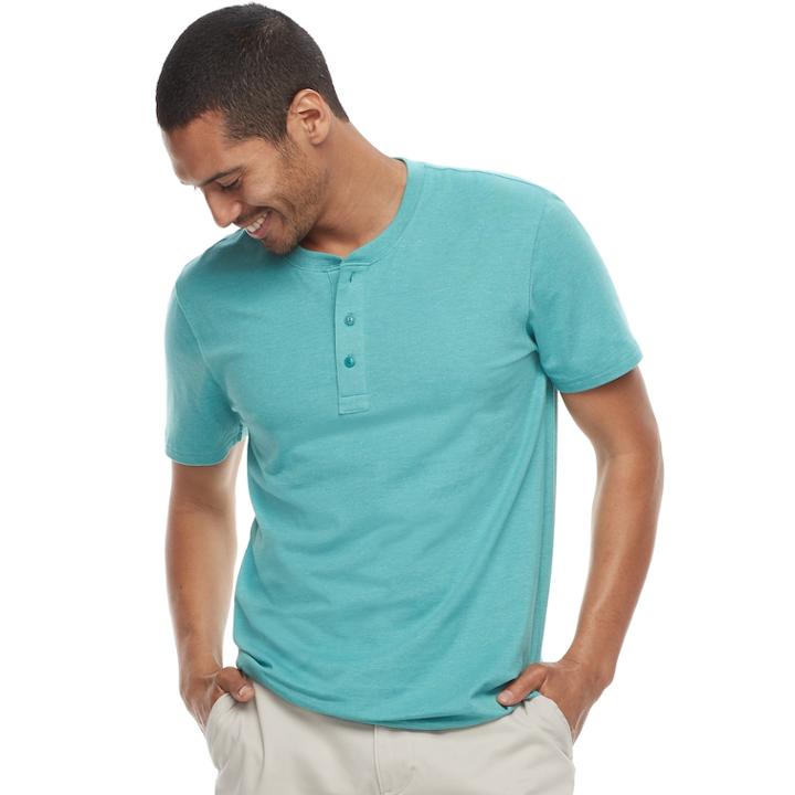 Men's Sonoma Goods For Life&trade; Short-sleeve Supersoft Henley, Size: Xl, Turquoise/blue (turq/aqua)