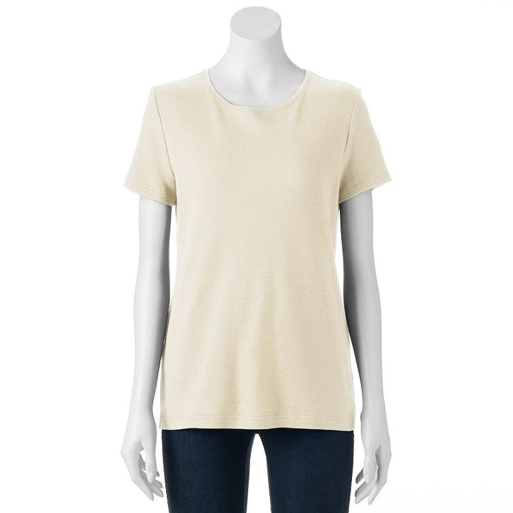 Women's Croft & Barrow&reg; Essential Crewneck Tee, Size: Xxl, Lt Beige