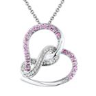 Two Hearts Forever One Lab-created Pink Sapphire And Diamond Accent Sterling Silver Infinity Heart Pendant Necklace, Women's