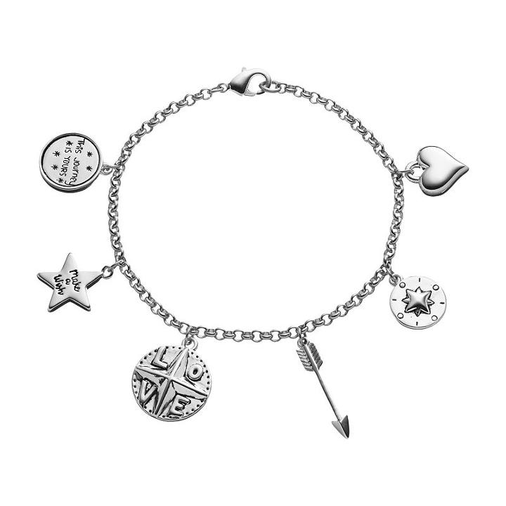 Love This Life Make A Wish Compass & Arrow Charm Bracelet, Women's, Grey