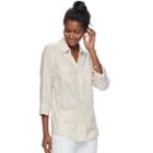 Women's Croft & Barrow&reg; Solid Linen-blend Shirt, Size: Large, Beige Oth