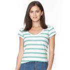 Women's Chaps Striped V-neck Tee, Size: Medium, Beige Oth