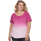 Plus Size Sonoma Goods For Life&trade; Raglan Henley Tee, Women's, Size: 1xl, Dark Pink