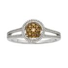 Sterling Silver 1/10-ct. T.w. Champagne Diamond Cluster Ring, Women's, Size: 6, Brown